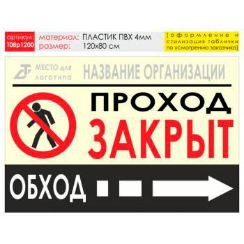 Баннер «Обход справа», T08 (пластик 4 мм, 120х90 см)